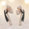 9ctw White and Black Sapphire Paved Bow Earrings