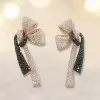 9ctw White and Black Sapphire Paved Bow Earrings