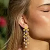 32ctw Cushion Cut Yellow Sapphrie Chandelier Statement Earrings