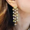 32ctw Cushion Cut Yellow Sapphrie Chandelier Statement Earrings