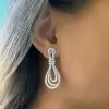 6ctw White Sapphire Paved Intertwined Rope Drop Earrings