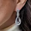 6ctw White Sapphire Paved Intertwined Rope Drop Earrings