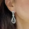 6ctw White Sapphire Paved Intertwined Rope Drop Earrings