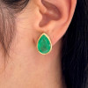 11ctw Bezel Set Pear Cut Emerald Stud Earrings