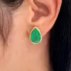 11ctw Bezel Set Pear Cut Emerald Stud Earrings