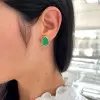 11ctw Bezel Set Pear Cut Emerald Stud Earrings