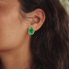 11ctw Bezel Set Pear Cut Emerald Stud Earrings
