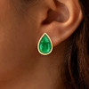 11ctw Bezel Set Pear Cut Emerald Stud Earrings
