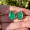 11ctw Bezel Set Pear Cut Emerald Stud Earrings