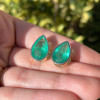 11ctw Bezel Set Pear Cut Emerald Stud Earrings