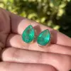 11ctw Bezel Set Pear Cut Emerald Stud Earrings