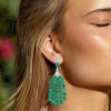 18ctw Round Cut Emerald Chandelier Statement Earrings