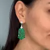 18ctw Round Cut Emerald Chandelier Statement Earrings