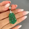 18ctw Round Cut Emerald Chandelier Statement Earrings