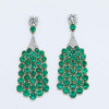 18ctw Round Cut Emerald Chandelier Statement Earrings
