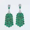 18ctw Round Cut Emerald Chandelier Statement Earrings