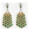 18ctw Round Cut Emerald Chandelier Statement Earrings