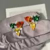 4.5ctw Pear Cut Multicolor Sapphire Stud Earrings