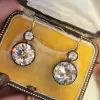 12ctw Round Cut Two Tone Vintage Drop Earrings