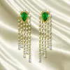 17ctw Pear Cut Emerald Chandelier Earrings
