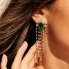17ctw Pear Cut Emerald Chandelier Earrings