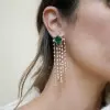 17ctw Pear Cut Emerald Chandelier Earrings