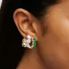 9ctw White Sapphire and Emerald Double Face Huggie Earrings