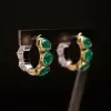 9ctw White Sapphire and Emerald Double Face Huggie Earrings