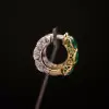 9ctw White Sapphire and Emerald Double Face Huggie Earrings