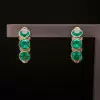 9ctw White Sapphire and Emerald Double Face Huggie Earrings