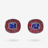 10ctw Tanzanite Blue Sapphire and Ruby Paved Stud Earrings
