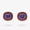 10ctw Tanzanite Blue Sapphire and Ruby Paved Stud Earrings