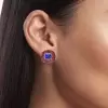 10ctw Tanzanite Blue Sapphire and Ruby Paved Stud Earrings