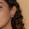 10ctw Tanzanite Blue Sapphire and Ruby Paved Stud Earrings