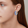 12ctw Blue and White Sapphire Art-deco Hoop Earrings