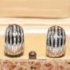 3ctw Baguette Cut White Sapphire Vintage Huggie Earrings