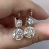 12ctw Cushion Cut Two Tone Vintage Drop Earrings
