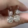 12ctw Cushion Cut Two Tone Vintage Drop Earrings