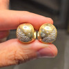 White Sapphire Cluster Snowball Matte Huggie Hoop Earrings