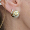 White Sapphire Cluster Snowball Matte Huggie Hoop Earrings