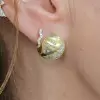 White Sapphire Cluster Snowball Matte Huggie Hoop Earrings