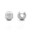 White Sapphire Cluster Snowball Matte Huggie Hoop Earrings