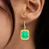 16ctw Emerald Cushion-Shaped Dangle Drop Earrings