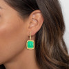 16ctw Emerald Cushion-Shaped Dangle Drop Earrings