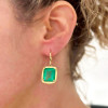 16ctw Emerald Cushion-Shaped Dangle Drop Earrings