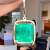 16ctw Emerald Cushion-Shaped Dangle Drop Earrings