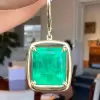 16ctw Emerald Cushion-Shaped Dangle Drop Earrings