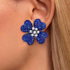 15ctw Blue Sapphire Flower Statement Stud Earrings