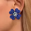 15ctw Blue Sapphire Flower Statement Stud Earrings