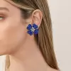 15ctw Blue Sapphire Flower Statement Stud Earrings